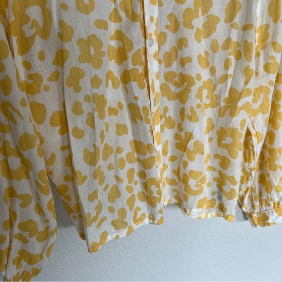 NWOT MOTHER The Sunburst Print Shirt Leopard Floral Cotton Yellow Bohemian Small - Picture 4 of 12